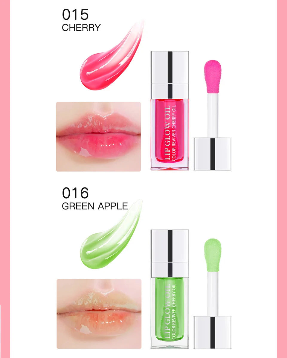 Lip Oil Plumping Lip Gloss Crystal Jelly Moisturizing Makeup Sexy Plump Lip Glow Oil Tinted Lip Plumper