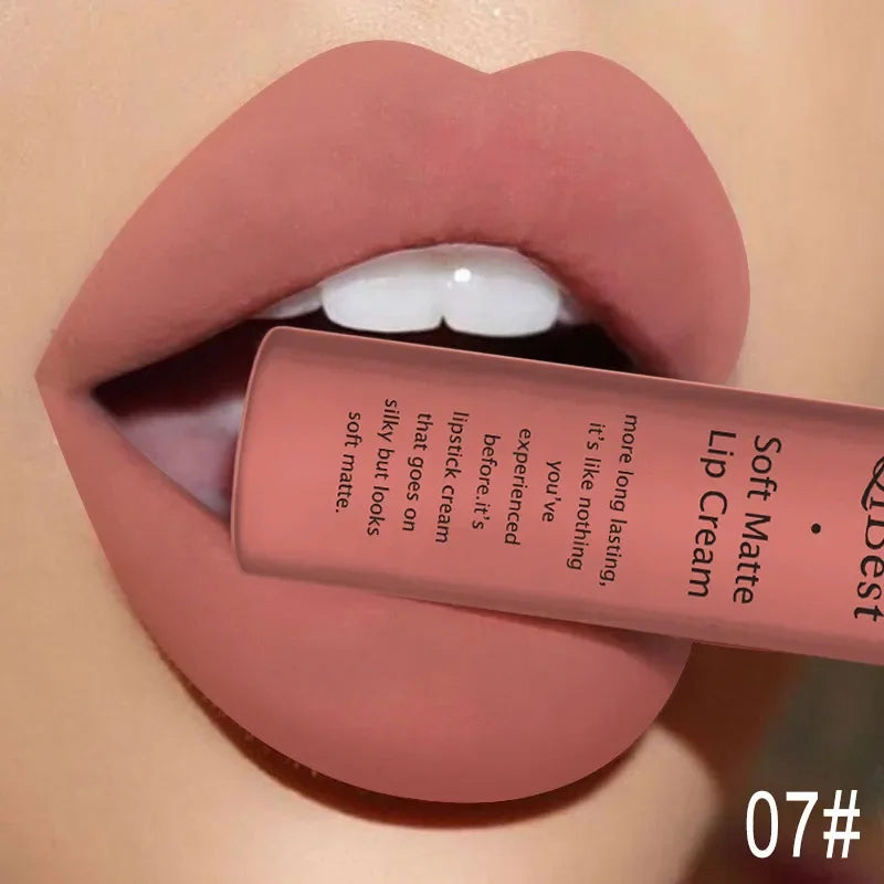 Hot Lipgloss Sexy Red Liquid Lipstick Ultra Matte Velvet Long Lasting Women Beauty Nonstick Cup Waterproof Lip Gloss Nude Makeup