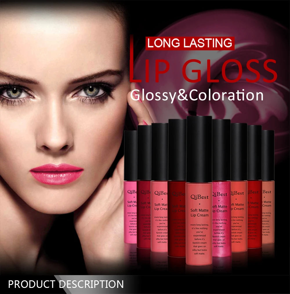 Hot Lipgloss Sexy Red Liquid Lipstick Ultra Matte Velvet Long Lasting Women Beauty Nonstick Cup Waterproof Lip Gloss Nude Makeup