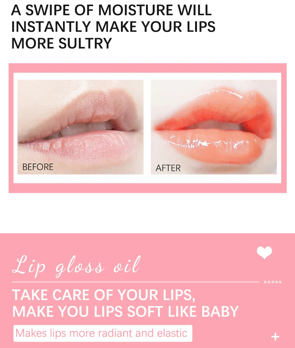 Lip Oil Plumping Lip Gloss Crystal Jelly Moisturizing Makeup Sexy Plump Lip Glow Oil Tinted Lip Plumper
