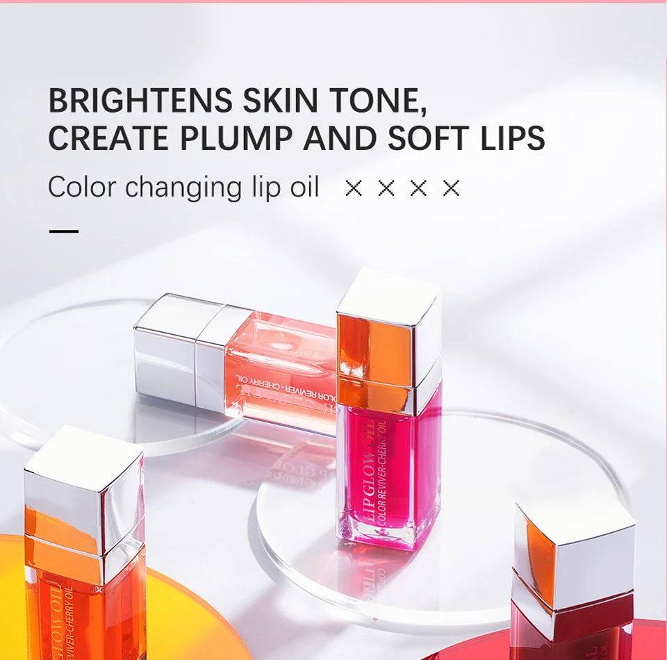 Lip Oil Plumping Lip Gloss Crystal Jelly Moisturizing Makeup Sexy Plump Lip Glow Oil Tinted Lip Plumper