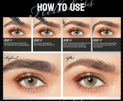 Curved Eyebrow Pen - Eyebrow Pencil, Brow Pencil 2-in-1 Dual-Ended Microblading Eyebrow Pen