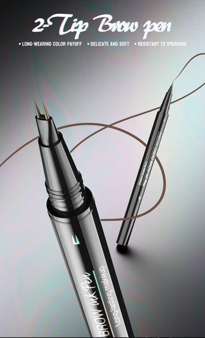 Curved Eyebrow Pen - Eyebrow Pencil, Brow Pencil 2-in-1 Dual-Ended Microblading Eyebrow Pen