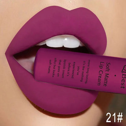 Hot Lipgloss Sexy Red Liquid Lipstick Ultra Matte Velvet Long Lasting Women Beauty Nonstick Cup Waterproof Lip Gloss Nude Makeup