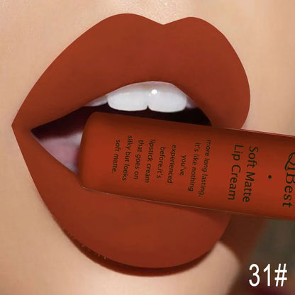 Hot Lipgloss Sexy Red Liquid Lipstick Ultra Matte Velvet Long Lasting Women Beauty Nonstick Cup Waterproof Lip Gloss Nude Makeup
