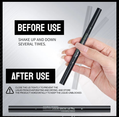 Curved Eyebrow Pen - Eyebrow Pencil, Brow Pencil 2-in-1 Dual-Ended Microblading Eyebrow Pen