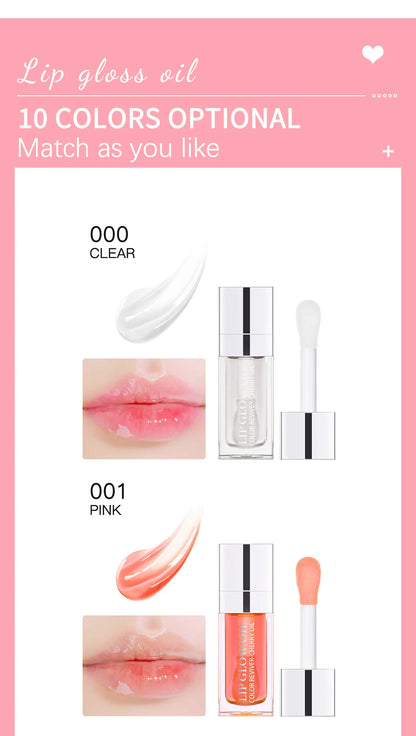 Lip Oil Plumping Lip Gloss Crystal Jelly Moisturizing Makeup Sexy Plump Lip Glow Oil Tinted Lip Plumper