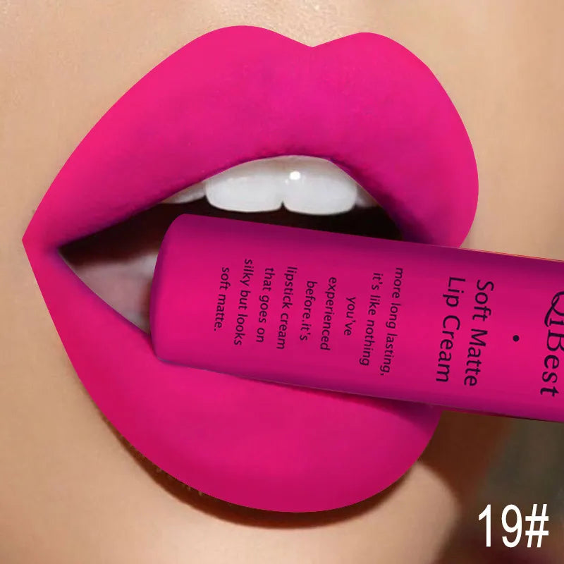 Hot Lipgloss Sexy Red Liquid Lipstick Ultra Matte Velvet Long Lasting Women Beauty Nonstick Cup Waterproof Lip Gloss Nude Makeup