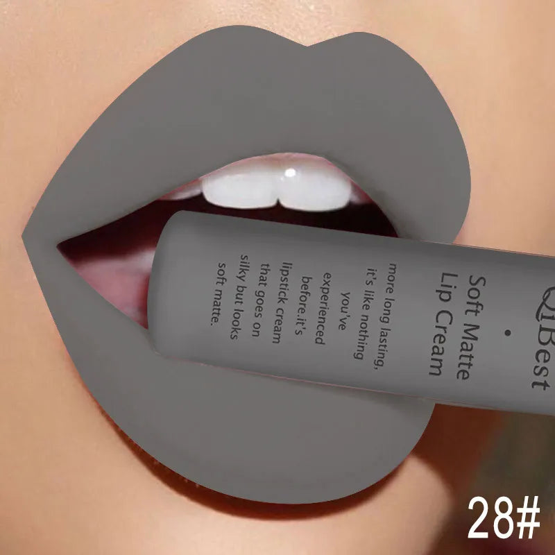 Hot Lipgloss Sexy Red Liquid Lipstick Ultra Matte Velvet Long Lasting Women Beauty Nonstick Cup Waterproof Lip Gloss Nude Makeup
