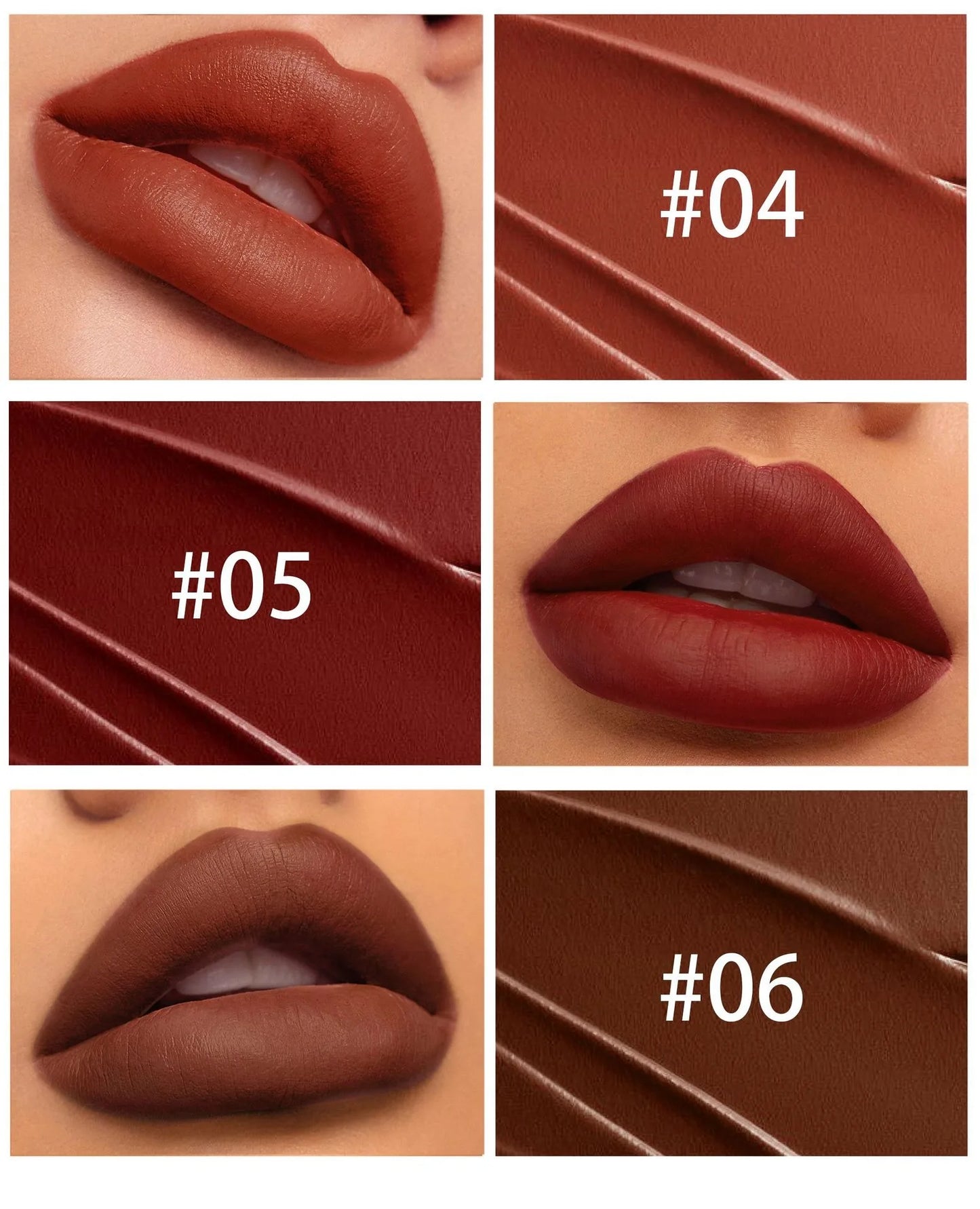6 Colors Matte Waterproof Velvet Nude Lipstick Sexy Red Brown Pigments Long Lasting Profissional Makeup Cosmetics