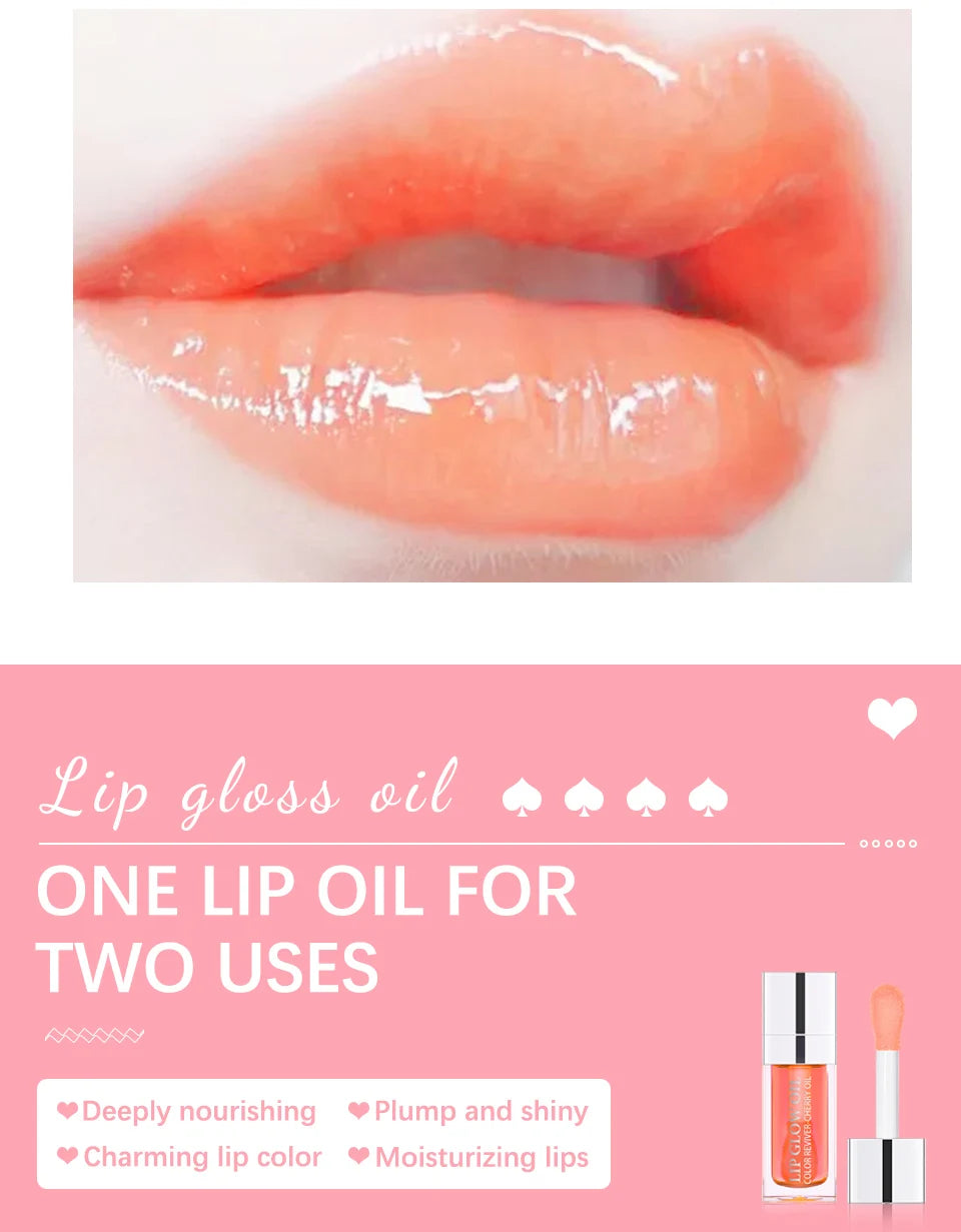 Lip Oil Plumping Lip Gloss Crystal Jelly Moisturizing Makeup Sexy Plump Lip Glow Oil Tinted Lip Plumper