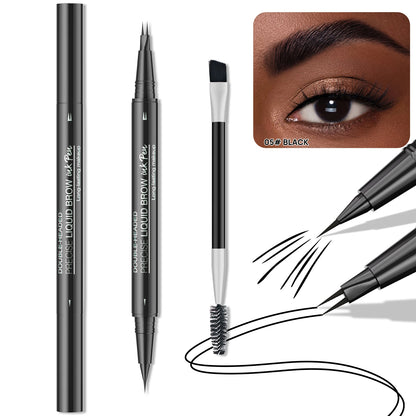 Curved Eyebrow Pen - Eyebrow Pencil, Brow Pencil 2-in-1 Dual-Ended Microblading Eyebrow Pen