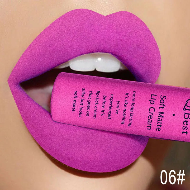 Hot Lipgloss Sexy Red Liquid Lipstick Ultra Matte Velvet Long Lasting Women Beauty Nonstick Cup Waterproof Lip Gloss Nude Makeup