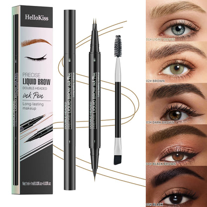 Waterproof Eyebrow Pen, Microblading Eyebrow Pencil With 4 Split Head, Natural Looking Brows Makeup ( 5 Colors)
