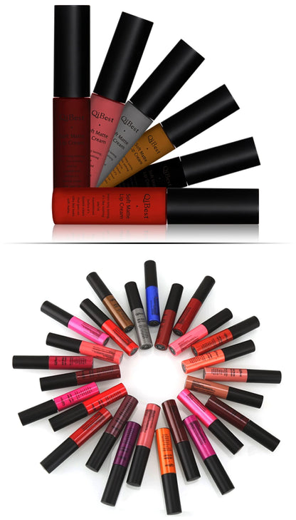 Hot Lipgloss Sexy Red Liquid Lipstick Ultra Matte Velvet Long Lasting Women Beauty Nonstick Cup Waterproof Lip Gloss Nude Makeup