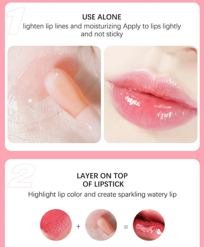 Lip Oil Plumping Lip Gloss Crystal Jelly Moisturizing Makeup Sexy Plump Lip Glow Oil Tinted Lip Plumper