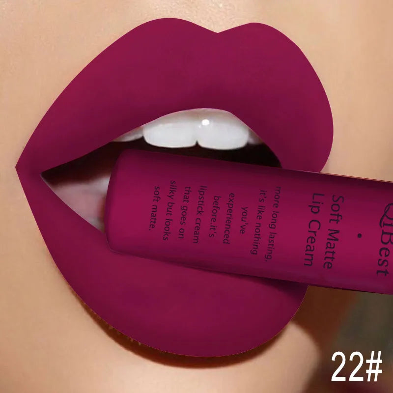 Hot Lipgloss Sexy Red Liquid Lipstick Ultra Matte Velvet Long Lasting Women Beauty Nonstick Cup Waterproof Lip Gloss Nude Makeup