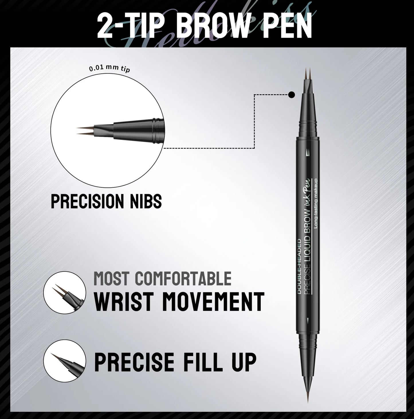 Curved Eyebrow Pen - Eyebrow Pencil, Brow Pencil 2-in-1 Dual-Ended Microblading Eyebrow Pen