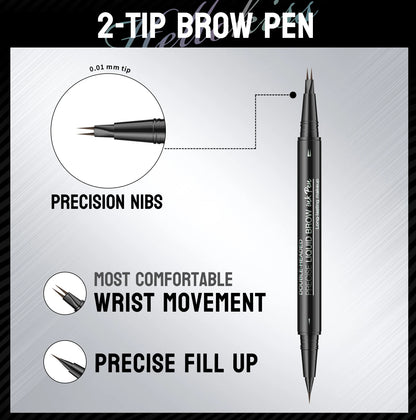 Curved Eyebrow Pen - Eyebrow Pencil, Brow Pencil 2-in-1 Dual-Ended Microblading Eyebrow Pen