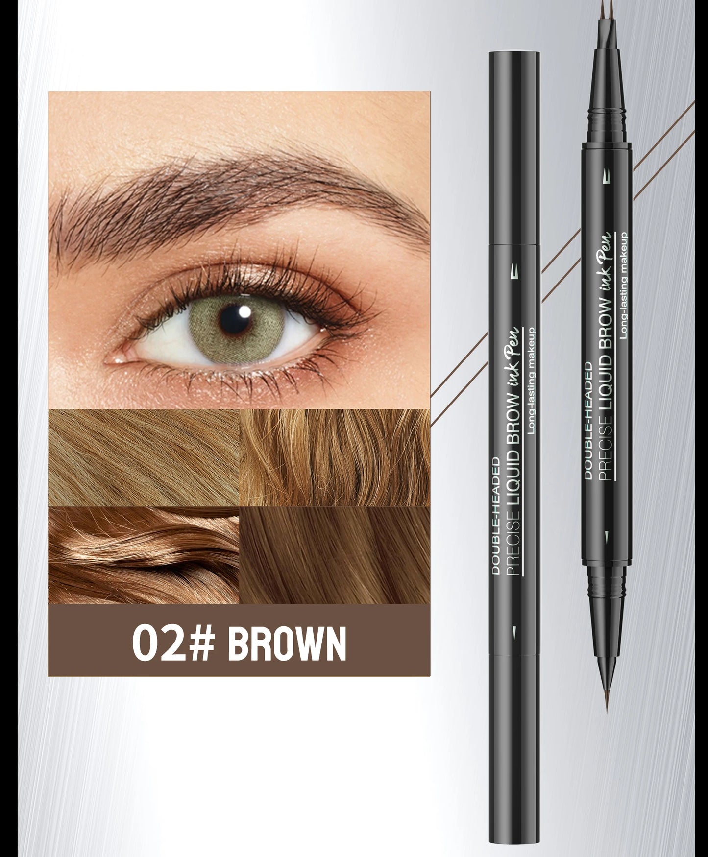 Curved Eyebrow Pen - Eyebrow Pencil, Brow Pencil 2-in-1 Dual-Ended Microblading Eyebrow Pen