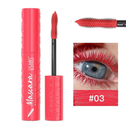 Colorful Silk Mascara Blue Red Black Cream Lengthening Waterproof and Non-caking Colored Thickening Lengthening Curling Mascara