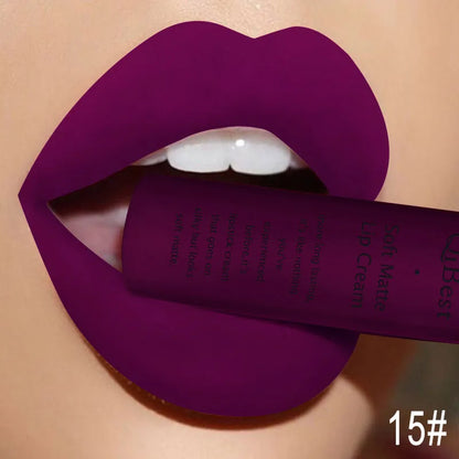 Hot Lipgloss Sexy Red Liquid Lipstick Ultra Matte Velvet Long Lasting Women Beauty Nonstick Cup Waterproof Lip Gloss Nude Makeup