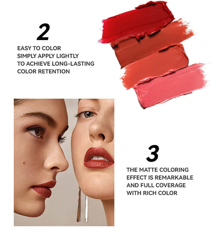 6 Colors Matte Waterproof Velvet Nude Lipstick Sexy Red Brown Pigments Long Lasting Profissional Makeup Cosmetics