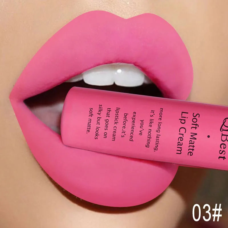 Hot Lipgloss Sexy Red Liquid Lipstick Ultra Matte Velvet Long Lasting Women Beauty Nonstick Cup Waterproof Lip Gloss Nude Makeup