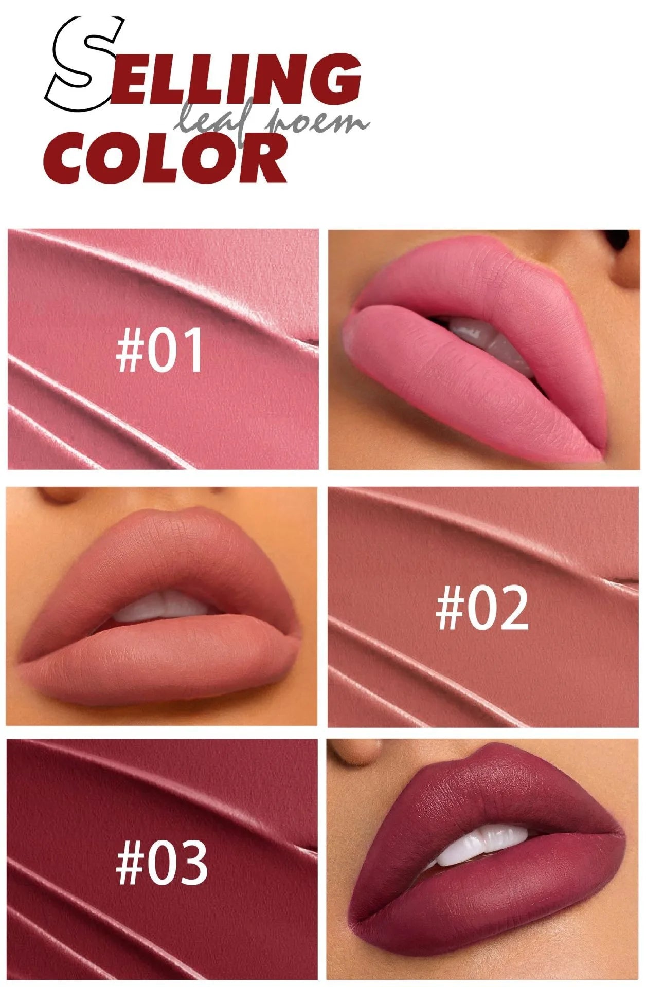 6 Colors Matte Waterproof Velvet Nude Lipstick Sexy Red Brown Pigments Long Lasting Profissional Makeup Cosmetics