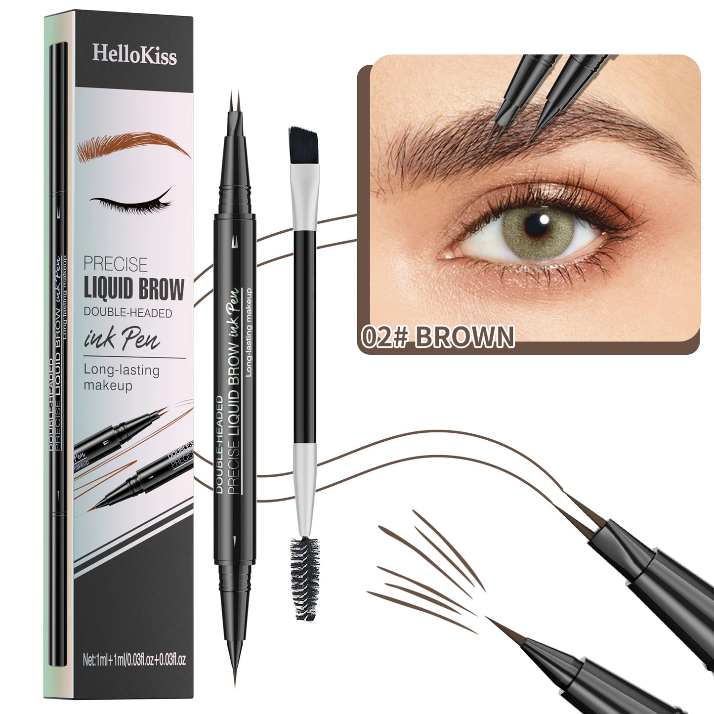 Waterproof Eyebrow Pen, Microblading Eyebrow Pencil With 4 Split Head, Natural Looking Brows Makeup ( 5 Colors)