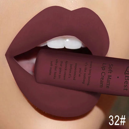 Hot Lipgloss Sexy Red Liquid Lipstick Ultra Matte Velvet Long Lasting Women Beauty Nonstick Cup Waterproof Lip Gloss Nude Makeup