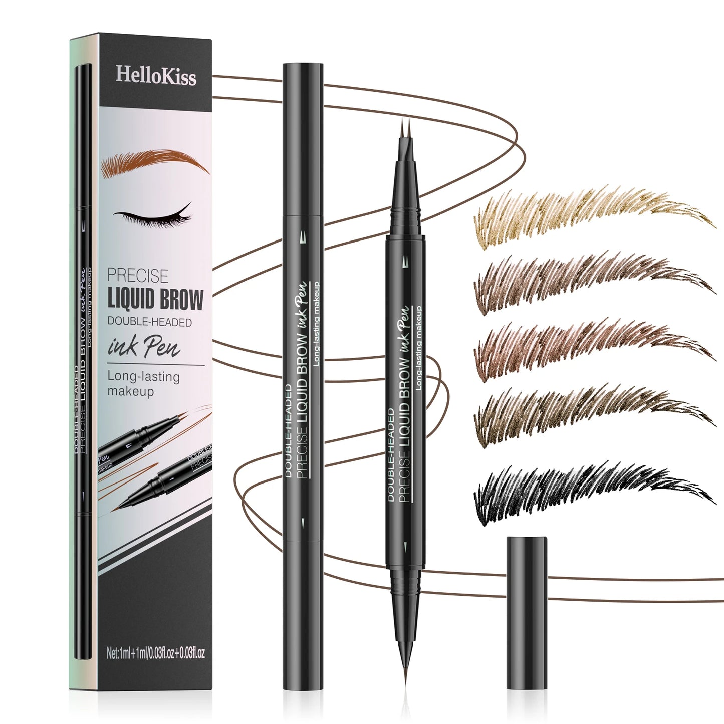 Waterproof Eyebrow Pen, Microblading Eyebrow Pencil With 4 Split Head, Natural Looking Brows Makeup ( 5 Colors)