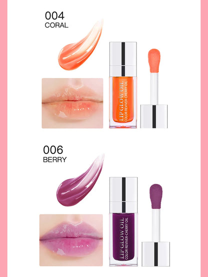 Lip Oil Plumping Lip Gloss Crystal Jelly Moisturizing Makeup Sexy Plump Lip Glow Oil Tinted Lip Plumper