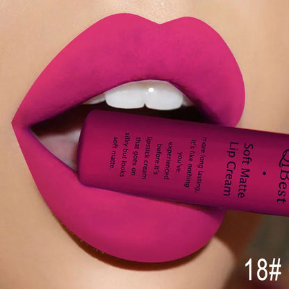 Hot Lipgloss Sexy Red Liquid Lipstick Ultra Matte Velvet Long Lasting Women Beauty Nonstick Cup Waterproof Lip Gloss Nude Makeup