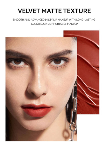 6 Colors Matte Waterproof Velvet Nude Lipstick Sexy Red Brown Pigments Long Lasting Profissional Makeup Cosmetics