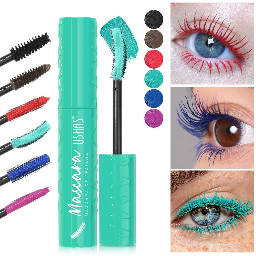 Colorful Silk Mascara Blue Red Black Cream Lengthening Waterproof and Non-caking Colored Thickening Lengthening Curling Mascara