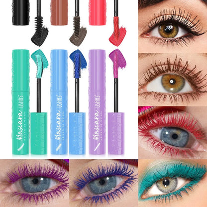 Colorful Silk Mascara Blue Red Black Cream Lengthening Waterproof and Non-caking Colored Thickening Lengthening Curling Mascara