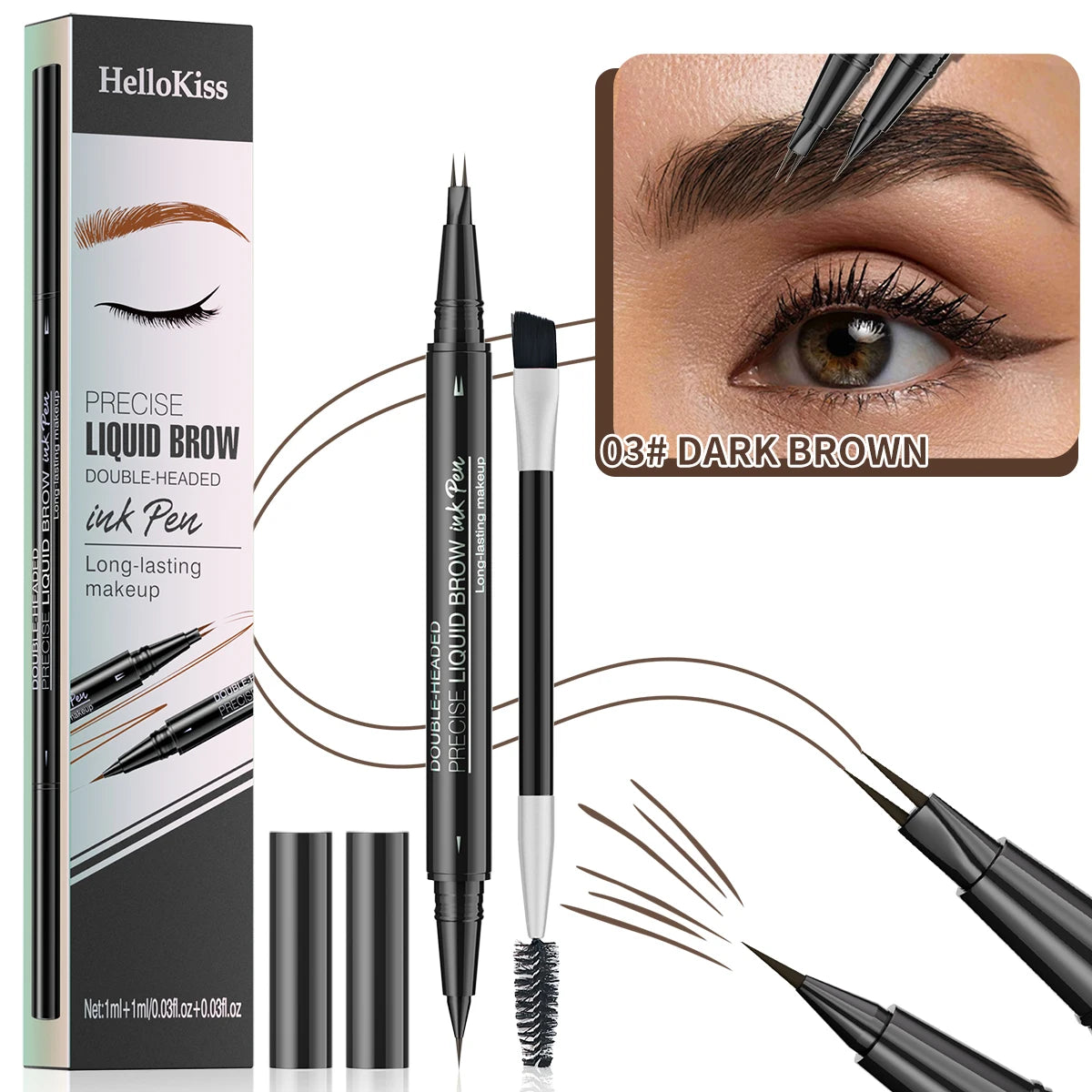 Two-Pronged Eyebrow Pencil Waterproof Sweatproof Non-smudging Multifunctional Natural Eyebrow Pencil Makeup Cosmetics