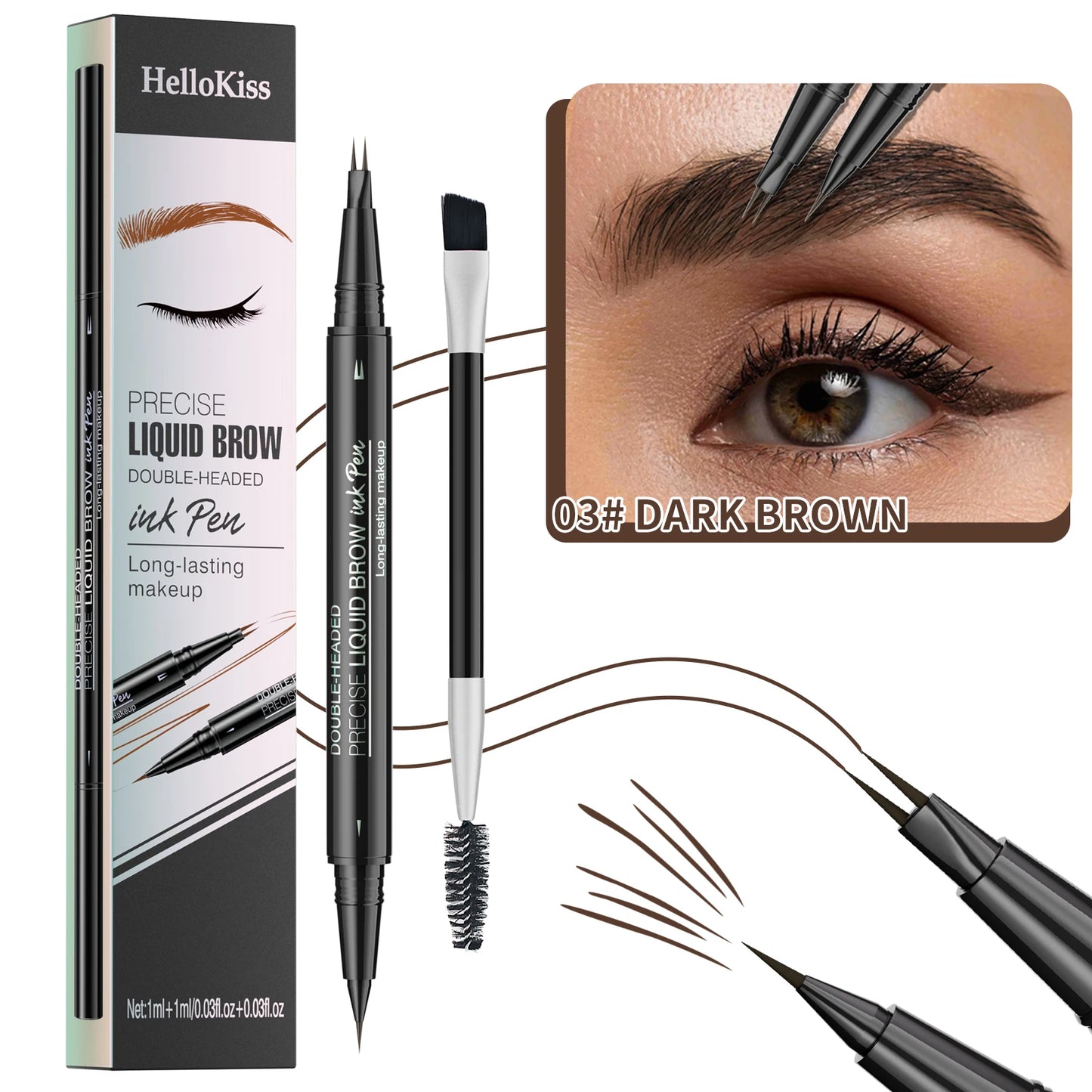 Waterproof Eyebrow Pen, Microblading Eyebrow Pencil With 4 Split Head, Natural Looking Brows Makeup ( 5 Colors)
