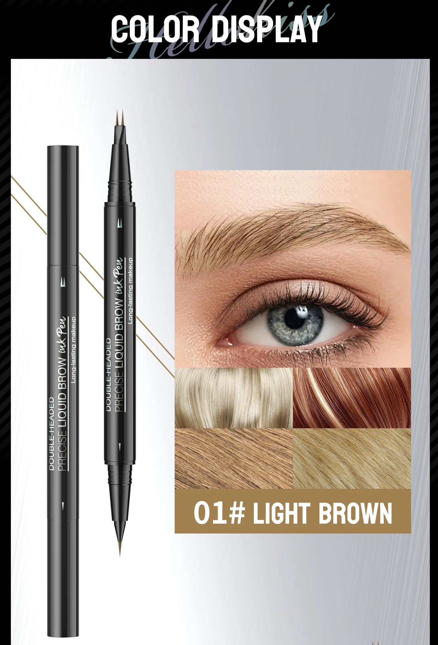 Curved Eyebrow Pen - Eyebrow Pencil, Brow Pencil 2-in-1 Dual-Ended Microblading Eyebrow Pen