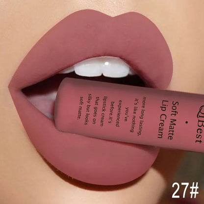 Hot Lipgloss Sexy Red Liquid Lipstick Ultra Matte Velvet Long Lasting Women Beauty Nonstick Cup Waterproof Lip Gloss Nude Makeup