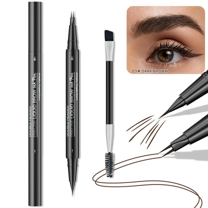 Curved Eyebrow Pen - Eyebrow Pencil, Brow Pencil 2-in-1 Dual-Ended Microblading Eyebrow Pen