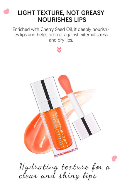 Lip Oil Plumping Lip Gloss Crystal Jelly Moisturizing Makeup Sexy Plump Lip Glow Oil Tinted Lip Plumper