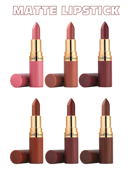 6 Colors Matte Waterproof Velvet Nude Lipstick Sexy Red Brown Pigments Long Lasting Profissional Makeup Cosmetics