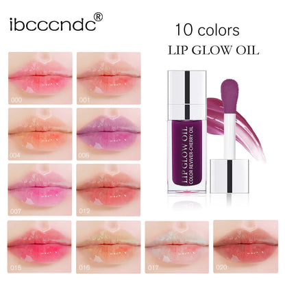 Lip Oil Plumping Lip Gloss Crystal Jelly Moisturizing Makeup Sexy Plump Lip Glow Oil Tinted Lip Plumper