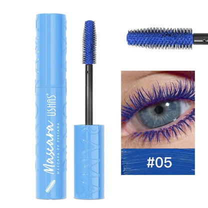 Colorful Silk Mascara Blue Red Black Cream Lengthening Waterproof and Non-caking Colored Thickening Lengthening Curling Mascara