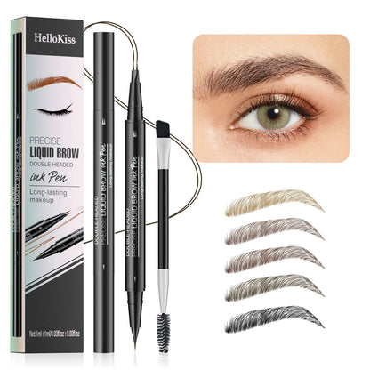Curved Eyebrow Pen - Eyebrow Pencil, Brow Pencil 2-in-1 Dual-Ended Microblading Eyebrow Pen