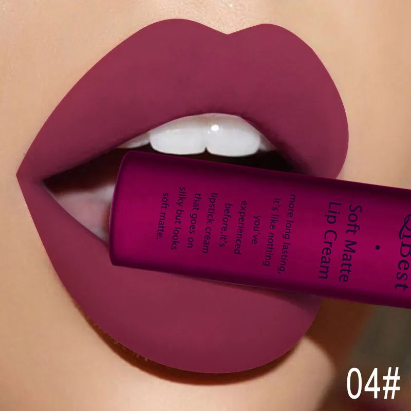 Hot Lipgloss Sexy Red Liquid Lipstick Ultra Matte Velvet Long Lasting Women Beauty Nonstick Cup Waterproof Lip Gloss Nude Makeup