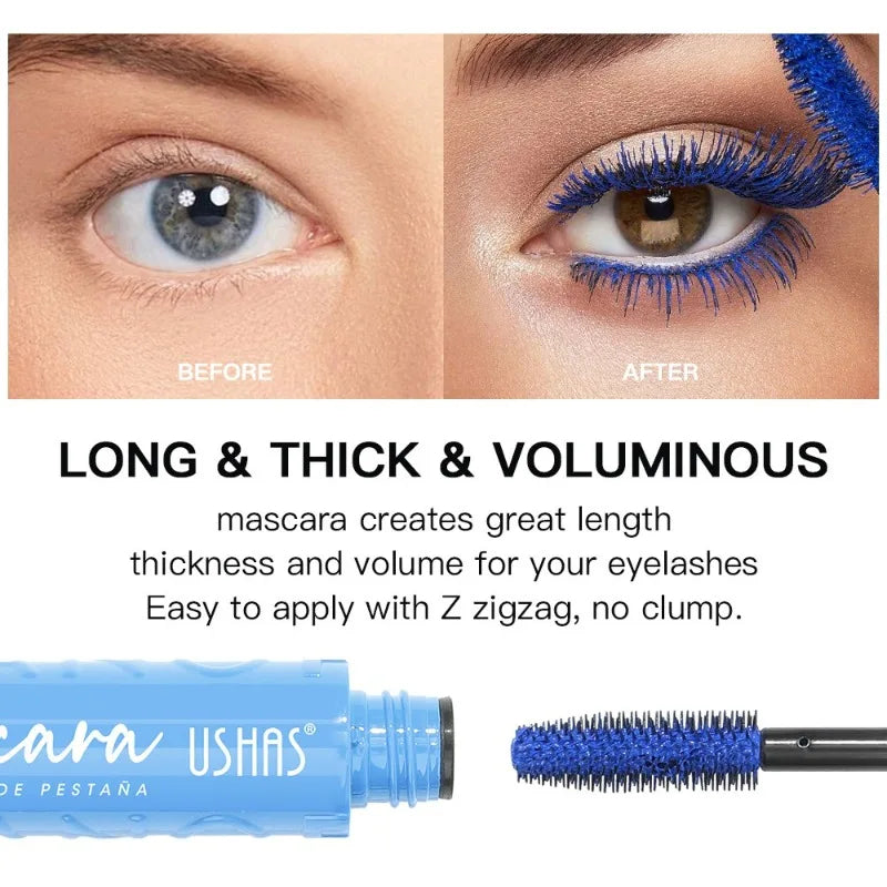 Colorful Silk Mascara Blue Red Black Cream Lengthening Waterproof and Non-caking Colored Thickening Lengthening Curling Mascara