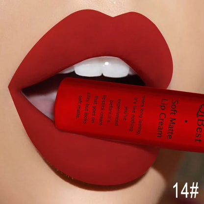 Hot Lipgloss Sexy Red Liquid Lipstick Ultra Matte Velvet Long Lasting Women Beauty Nonstick Cup Waterproof Lip Gloss Nude Makeup
